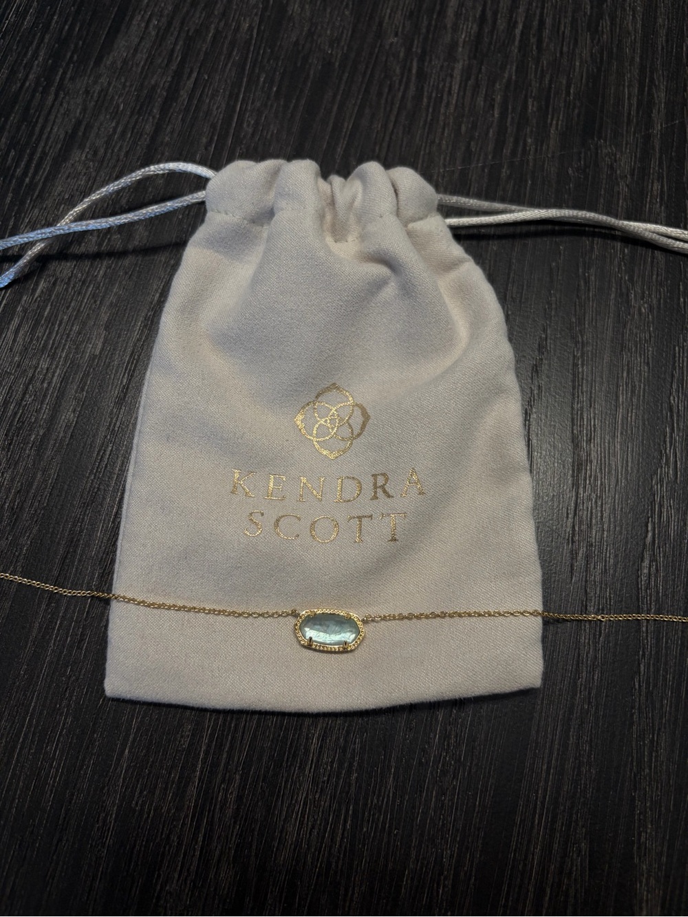 Kendra Scott Gold Necklace with Aqua Blue Stone